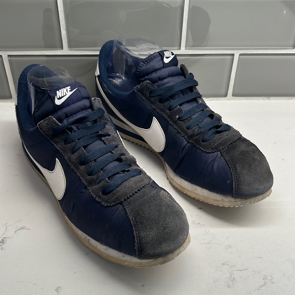 Men's Nike Cortez Basic Nylon Obsidian Navy‎ Blue White 819720-411 Size:11